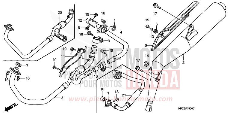 EXHAUST MUFFLER (XL125V1/2/3/4/5/6) for Varadero 125 BRITANY SILVER METALLIC (NH403Y) from 2004